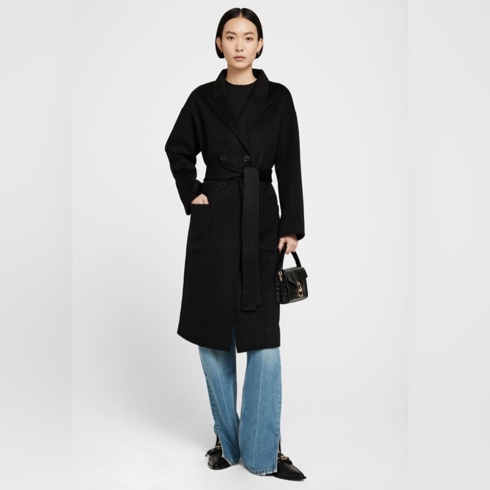 ANINE BING Dylan coat NWT Cashmere Wool Black Belted Over Coat Mid long length L